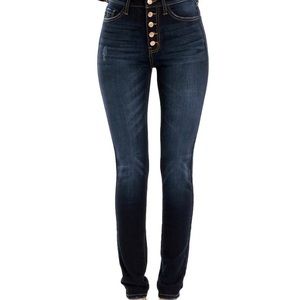 Exposed button fly stretch jeans size 28/9. Offers